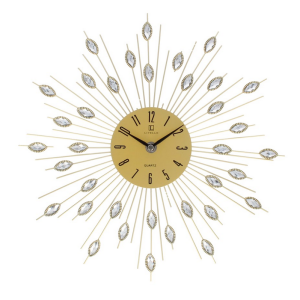 Zegar Ścienny Livello Nowoczesny z Kryształkami 33 cm złoty metalowy