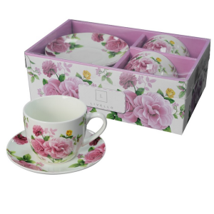 Komplet Filiżanek 2+2 Livello kwiaty filiżanki zdobione filiżanka porcelana