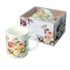 Kubek Porcelanowy Elegancki Wiosenny Kwiaty 670 ml Jumbo Kubeczek