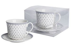 Filiżanka spodek Livello klasyczny wzór zdobiona elegancka 400ml na prezent