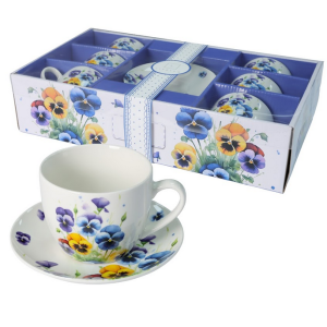 Komplet Filiżanek 6+6 Livello kwiaty filiżanki zdobione filiżanka porcelana