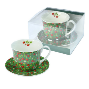 Filiżanka spodek Livello klasyczny wzór zdobiona elegancka 400ml na prezent