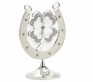 Podkowa z Koniczyną Kryształki Swarovskiego Symbol Szczęścia i Elegancji