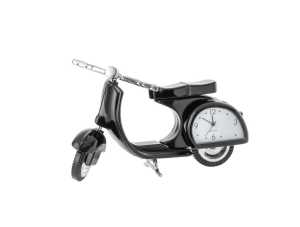 Zegarek skuter czarny motor metalowy z zegarem ozdoba dekoracja