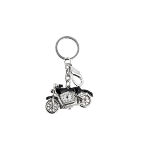 Brelok Breloczek Motor z Zegarkiem Metalowy Czarny Srebrny Zegar