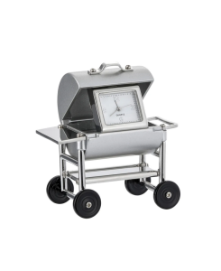 rek Grilli z zegarkiem metalowy srebrny z zegarem ozdoba dekoracja