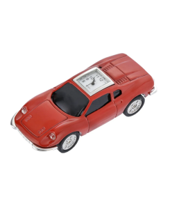 Auto z zegarkiem samochód czerwony czarny retro zegar dekoracja stylowa