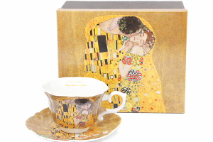 Filiżanka z podstawką Gustav Klimt „Pocałunek” 250 ml luksus złotym wydaniu