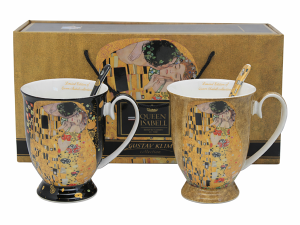 Zestaw kubków porcelanowych z motywem "Pocałunek" Gustava Klimta – 300 ml