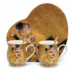 Zestaw kubków porcelanowych z motywem "Pocałunek" Gustava Klimta – 350 ml