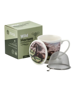 Kubek z Zaparzaczem Porcelanowy 480 ml „Wild Horse” Koń Konik Kubeczek