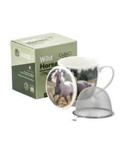 Kubek z Zaparzaczem Porcelanowy 480 ml „Wild Horse” Koń Konik Kubeczek