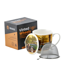 Kubek z Zaparzaczem Porcelanowy sitko 480 ml „Vinted Wheels” samochód auto