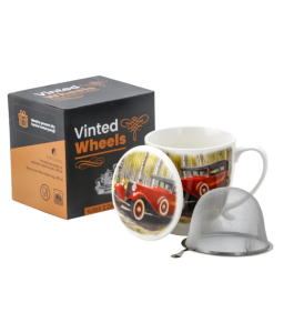 Kubek z Zaparzaczem Porcelanowy sitko 480 ml „Vinted Wheels” samochód auto