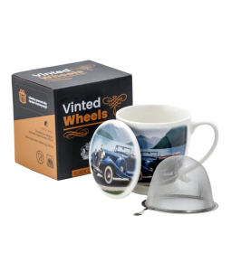 Kubek z Zaparzaczem Porcelanowy sitko 480 ml „Vinted Wheels” samochód auto