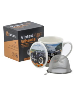 Kubek z Zaparzaczem Porcelanowy sitko 480 ml „Vinted Wheels” samochód auto