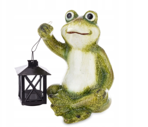 Figura żaba żabka z latarnią siedząca z latarenką ozdoba figurka tealight