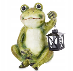  Figura żaba żabka z latarnią siedząca z latarenką ozdoba figurka tealight