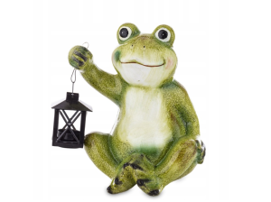  Figura żaba żabka z latarnią siedząca z latarenką ozdoba figurka tealight