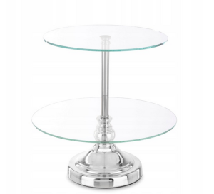 Patera stylowa 2-poziomowa paterka na nodze dekoracja wnętrz srebrna taca