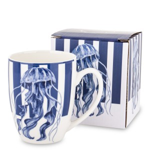 Kubek Porcelanowy meduza 350 ml w paski marynistyczny wakacyjny morski