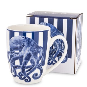 Kubek Porcelanowy ośmiornica 350 ml w paski marynistyczny wakacyjny morski
