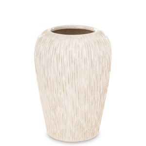 Wazon ceramiczny ecru strukturalny flakon naturalny glamour ryflowany