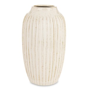 Wazon ceramiczny ecru ryflowany naturalny flakon loft glamour unikatowy