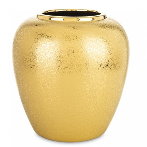 Wazon ceramiczny osłonka złota strukturalna glamour minimalizm kwiaty