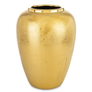 Wazon ceramiczny osłonka złota strukturalna glamour minimalizm kwiaty