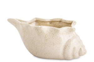 Wazon ceramiczny osłonka beżowa muszla muszelka naturalny wzór na kwiaty