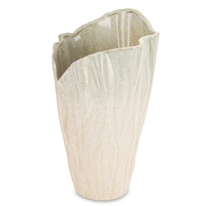 Wazon ceramiczny osłonka beżowa flakon nieregularny naturalny na kwiaty