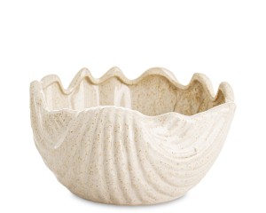 Wazon ceramiczny osłonka beżowa muszla muszelka naturalny wzór na kwiaty