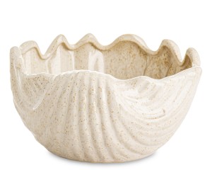 Wazon ceramiczny osłonka beżowa muszla muszelka naturalny wzór na kwiaty