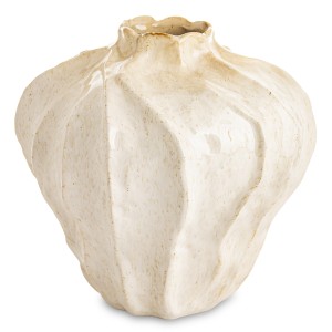 Wazon ceramiczny osłonka beżowa flakon nieregularny naturalny na kwiaty