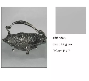 Koszyk patera paterka cyna metalowa platerowana z uchwytem retro vintage