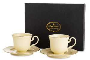 Filiżanka dla dwojga 2st kpl 90 ml espresso ecru filiżanki porcelana spodek