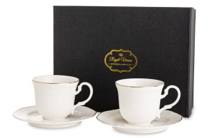 Filiżanka filiżanki dla dwojga biała 90 ml espresso porcelana spodek 2szt