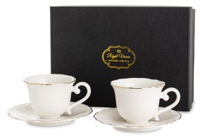 Filiżanka filiżanki dla dwojga 90ml espresso biała z podstawką porcelanowa