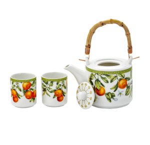 Porcelanowy Dzbanek 580ml 2 x czarka 120ml pomarańcze oranges juicy czarki