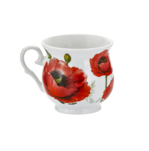 Kubek Porcelanowy elegancki motyw kwiaty maki kubeczek 475 ml Bone China