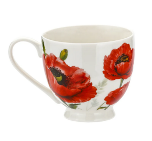 Kubek Porcelanowy elegancki motyw kwiaty maki kubeczek 565 ml Bone China