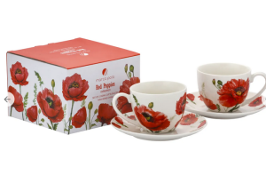 2x Filiżanka zestaw dla dwojga filiżanki ze spodkiem Porcelana Maki 260 ml 