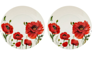 Talerz deserowy talerzyk 2szt zestaw porcelana kwiaty maki mak 19,3cm