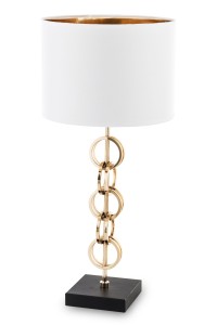 Lampa stołowa dekoracja glamour biała z kloszem złoto nowoczesna lampka