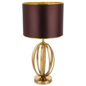 Lampa stołowa dekoracja glamour brązowa z kloszem srebrna nowoczesna lampka