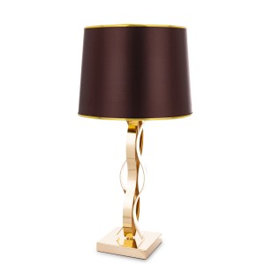 Lampa stołowa dekoracja glamour brązowa z kloszem złota nowoczesna lampka