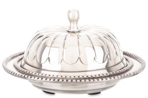 Maselniczka na masło platerowana metalowa srebna pojemnik retro