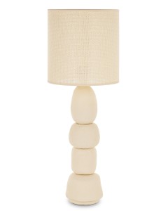 Lampa stołowa pinterest loft jasna naturalna beżowa tekstylny klosz Japandi