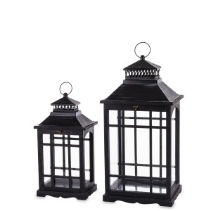 Metalowe Lampiony boho Vintage 2szt kpl przecierane czarne loft rustykalne